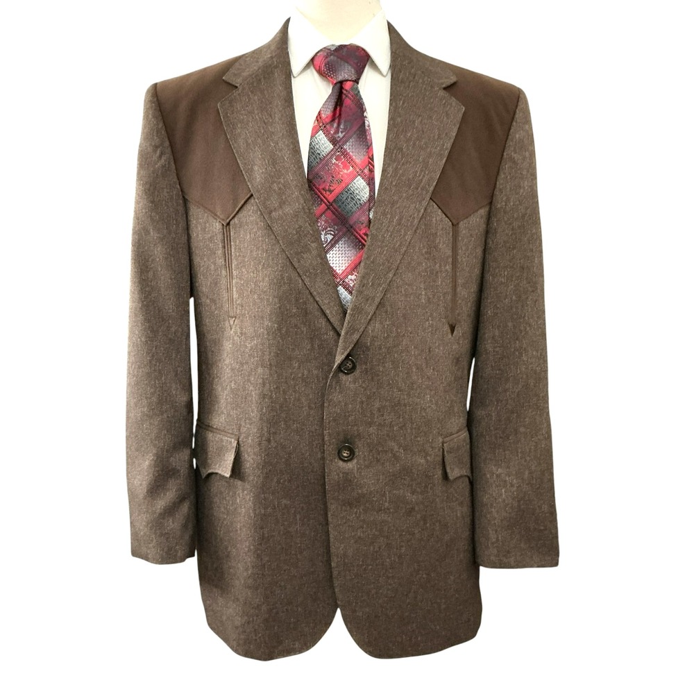 Circle S Men's Western Jacket Sport Coat 46R Boise Brown Suede-Yoke NEW NWOT